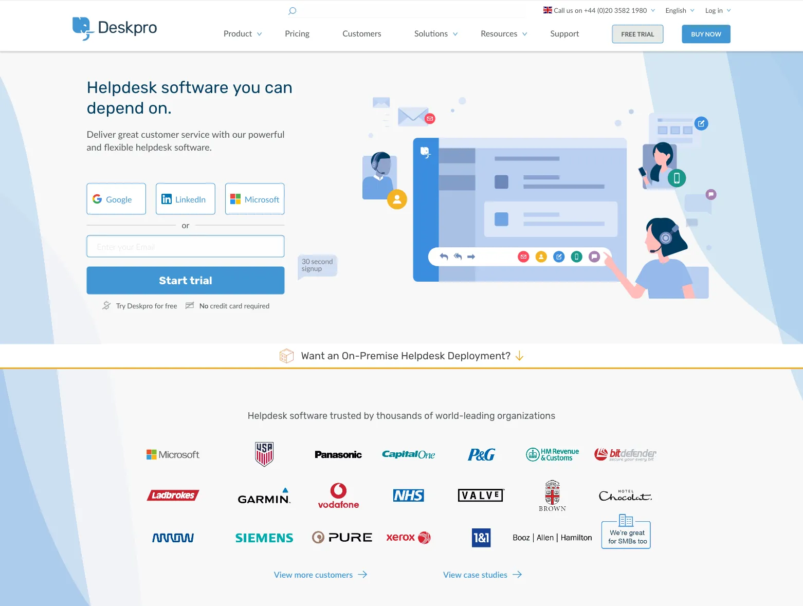 Deskpro landing page