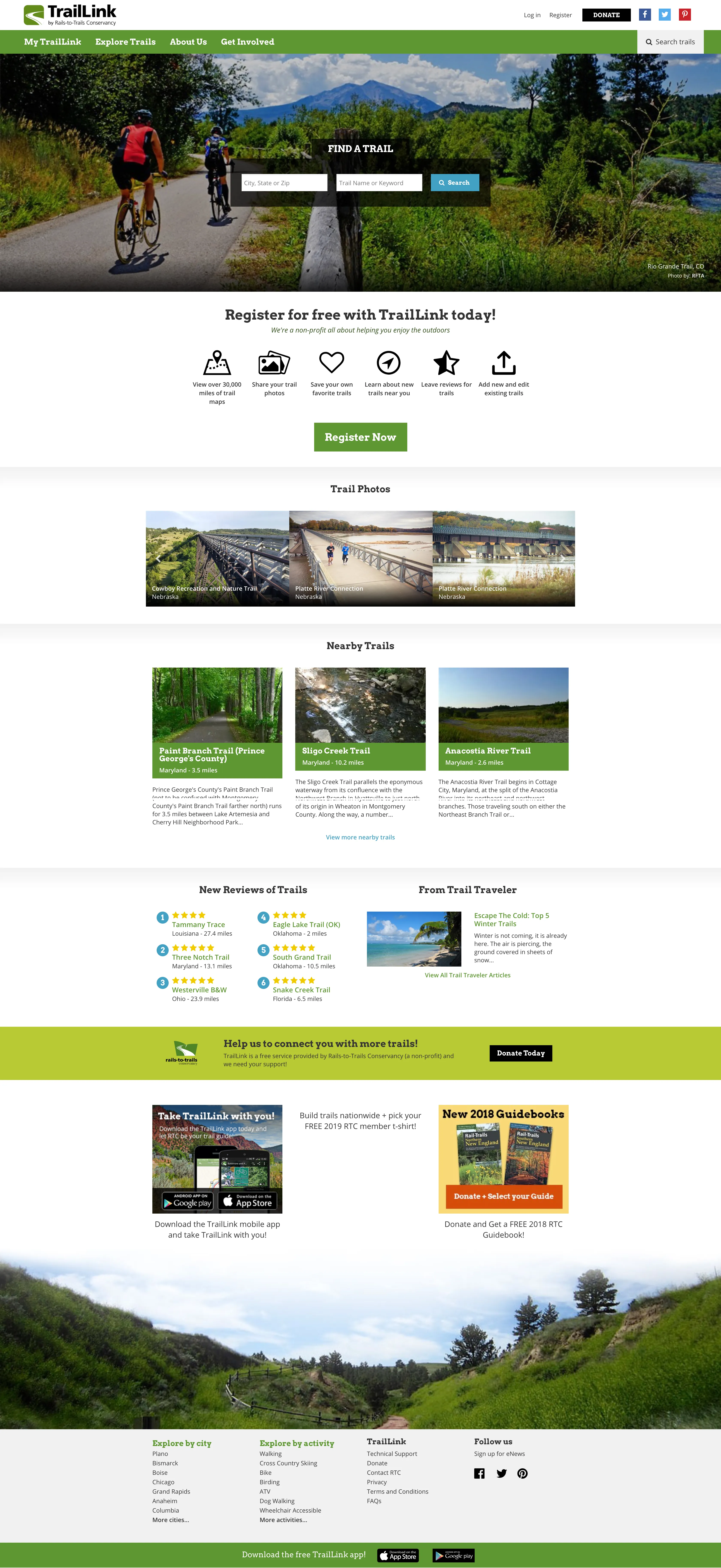 Traillink landing page